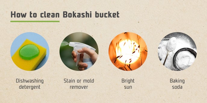How to clean the Bokashi bucket so it doesnt stink - Infographics